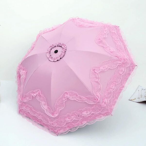 Lace Windproof Folding Sunny and Rainy Umbrella Ultraviolet-Proof Anti Sun UV Protection Parasol Umbrella - Image 2