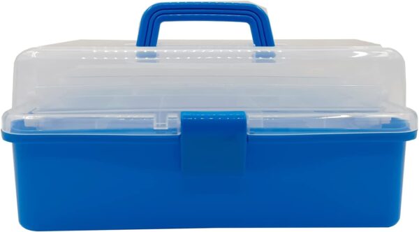 Large 3 Layers Fishing Tackle Box, Portable 3 Tiers Lightweight Plastic Tool Box, Multipurpose Home & Office Art Box Craft Box, Ocean Blue - Image 2