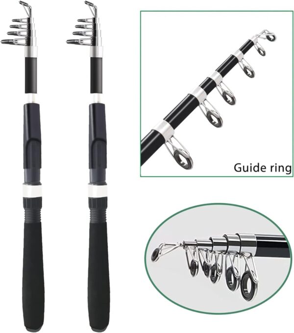 Fishing Pole Combo Set,2PCS Collapsible Rods 2PCS Spinning Reels Mono Fishing line Come Setup Already！Including 4PCS Minnow, Fishing Plier， ministoream - Image 2
