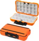 Fishing Lure Box, Waterproof Portable Lightweight Tackle Storage Box with Rubber Shock Absorber, Plastic Fishing Accessories Box for Angler (Orange L)