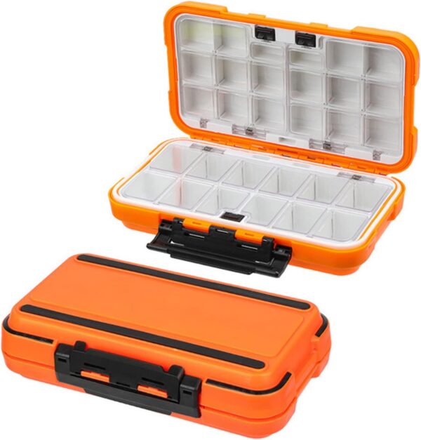 Fishing Lure Box, Waterproof Portable Lightweight Tackle Storage Box with Rubber Shock Absorber, Plastic Fishing Accessories Box for Angler (Orange L)