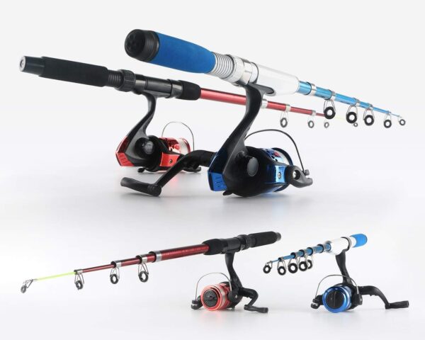 Fishing Rod Reel Combos Collapsible Fishing Rod Kit, 2PCS Telescopic Fishing Pole+2PCS Spinning Reels+Lures Hooks+Tackle Bag+Fishing Accessories Full Combo for Kids Youth - Image 2