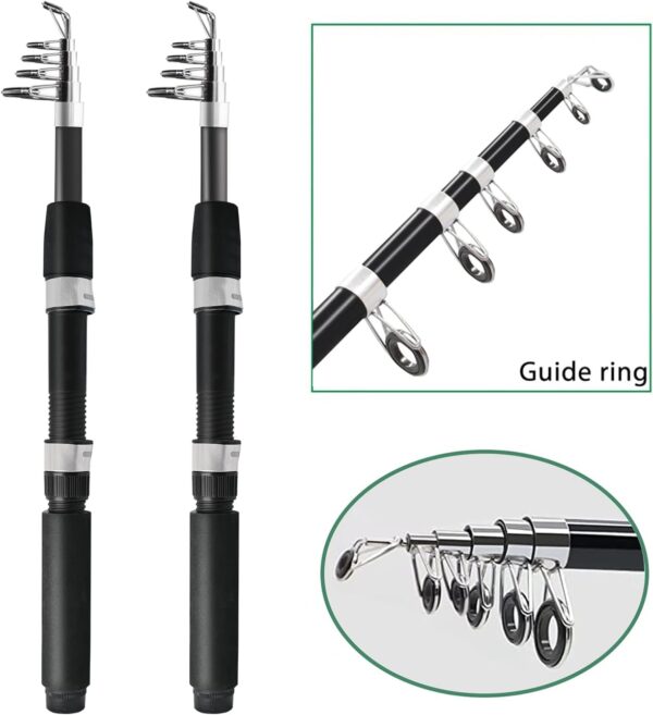 Fishing Pole Combo, 6.9ft 2Pcs Telescopic Rods Set, Collapsible Carbon Fiber Fishing Rods, 2PCS Spinning Reel Set with Carrier Bag Freshwater Fishing Rod and Reel Combos Kits - Image 2