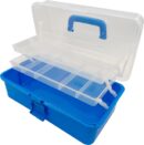 Large 3 Layers Fishing Tackle Box, Portable 3 Tiers Lightweight Plastic Tool Box, Multipurpose Home & Office Art Box Craft Box, Ocean Blue