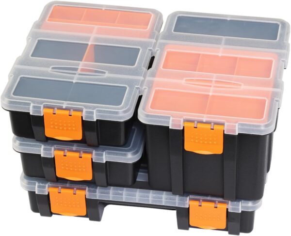 Tool Boxes Parts Organizer,Versatile And Durable Storage Toolbox For Bolts, Screws, Nails, Nuts, And Small Hardware, 4PCS Set,Black/Orange