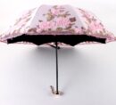 Vintage Lace UV Sun Parasol Folding 3D Flower Embroidery Umbrella
