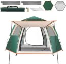 Camping Tent Large Tent 87" L 73" W 40" H with Instant Setup Outdoor Tent with 2 Doors,3 Windows,Removable Rainfly, Hexagonal Moisture-Proof Pad and Carry Bag,4/6/8 Person Weatherproof Tent