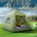 2025 Upgraded 100% Waterproof Inflatable Camping Tent, Large Blow-Up Air Tent, No Assembly Needed Luxury Glamping House, Oxford Fabric