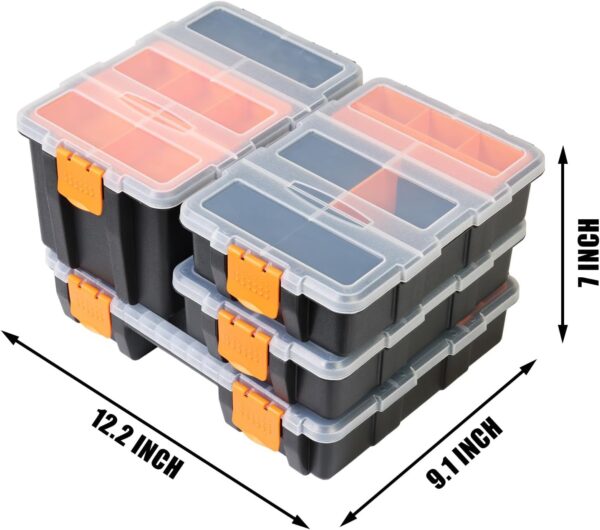 Tool Boxes Parts Organizer,Versatile And Durable Storage Toolbox For Bolts, Screws, Nails, Nuts, And Small Hardware, 4PCS Set,Black/Orange - Image 2
