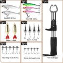 101 PCS Fishing Lure Kit with Fish Lip Gripper Fish Controller Hard and Soft Lures Hooks Jig Heads Weights and Accessories Complete Fishing Gear Set for Freshwater and Saltwater Ideal Gift for Men