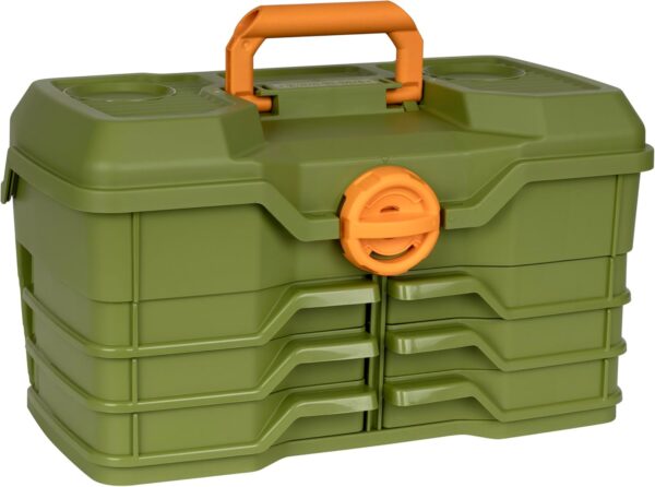 6/0 Large Tackle Box, 6 Pivot Trays, 32 Compartments, Advanced Tackle Storage Organizer, Green