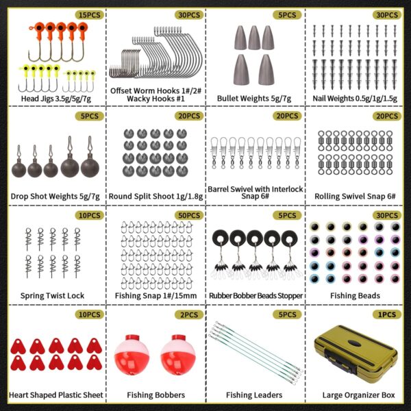 Fishing Lures Accessories Kit with Tackle Box, Fishing Hooks Minnow Crankbait Frog Popper Lure Worm Fishing Spoon Spinner Bait for Bass Crappie, Fishing Gear Freshwater Equipment Gifts for Men - Image 2