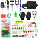 Fishing Tool Kit - 112pcs Fishing Gear & Equipment, Fish Pliers, Hook Remover, Scale, Scissors, Lip Gripper, Lures