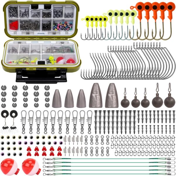 Fishing Lures Accessories Kit with Tackle Box, Fishing Hooks Minnow Crankbait Frog Popper Lure Worm Fishing Spoon Spinner Bait for Bass Crappie, Fishing Gear Freshwater Equipment Gifts for Men