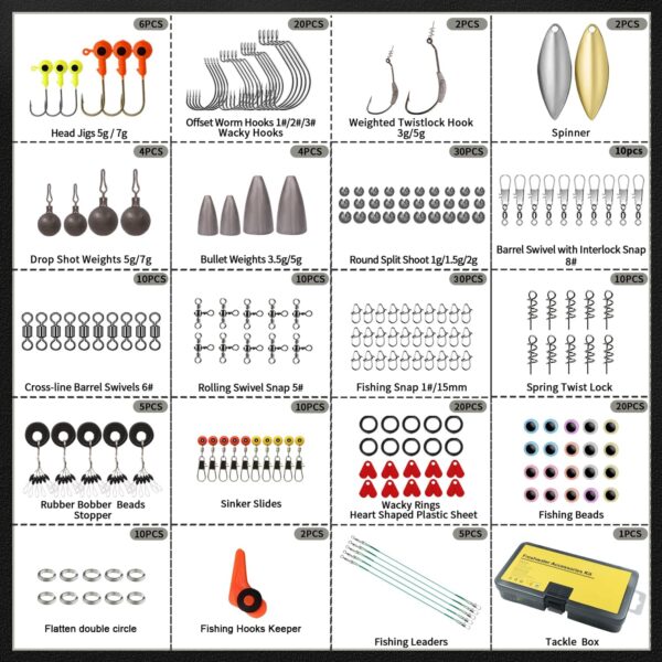 Fishing Lures Accessories Kit with Tackle Box, Fishing Hooks Minnow Crankbait Frog Popper Lure Worm Fishing Spoon Spinner Bait for Bass Crappie, Fishing Gear Freshwater Equipment Gifts for Men - Image 2