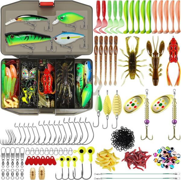 Widely Used Fishing Lures & Tackle Kit Worth Ever Penny, Selected Fishing Kit for Starter Freshwater Saltwater, Economic/Giftable/Premium Fishing Gear Set Available, for Family
