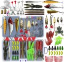 Fishing Lures Kit Set, Baits Tackle Including Crankbaits, Topwater Lures, Spinnerbaits, Worms, Jigs, Hooks, Tackle Box and More Fishing Gear Lures for Bass Trout